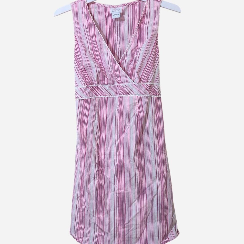 Maternity Pink Striped V-Neck Mini Tie Back Dress Sun Dress Cottagecore Summer